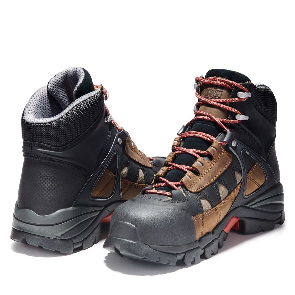 Botas de Trabajo Timberland Hombre Pro® Hyperion 6\" Alloy Toe Negras/Marrones - Chile TRS-124089